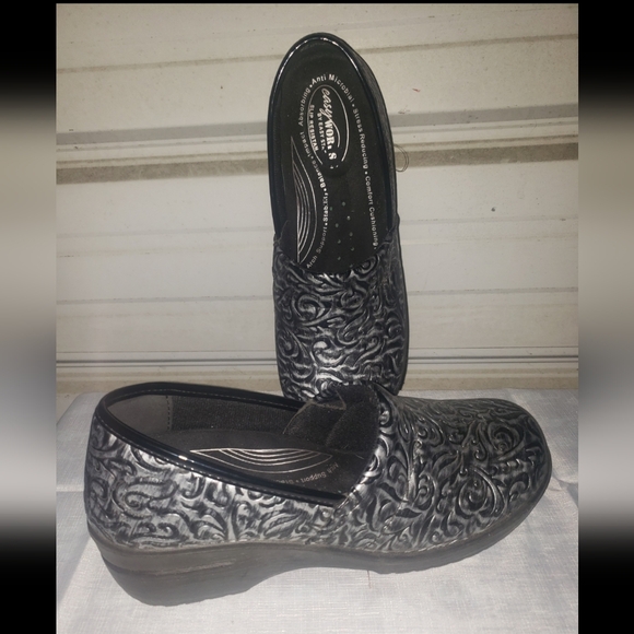 Size 12 Easy Street Works Laurie Silver Clog Work shoes womens slip resistant - Picture 3 of 9